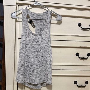 lululemon athletica White and Gray Space-Dye split back Racerback Tank